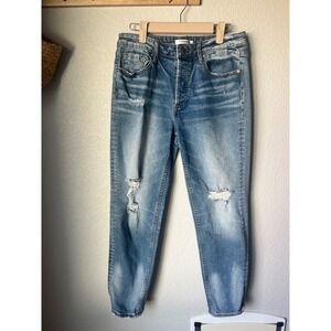 Vigoss Frankie Slim Straight Distressed Jeans Medium Wash Button Fly Size 27